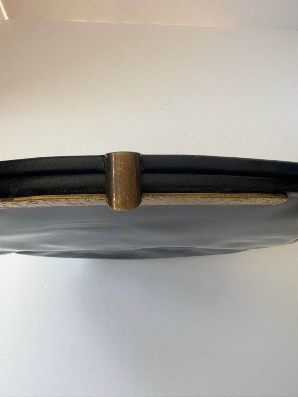Vintage Lewis Black Patent Handbag 1960s Gold Hardware Structured Top Handle - Picture 8 of 11